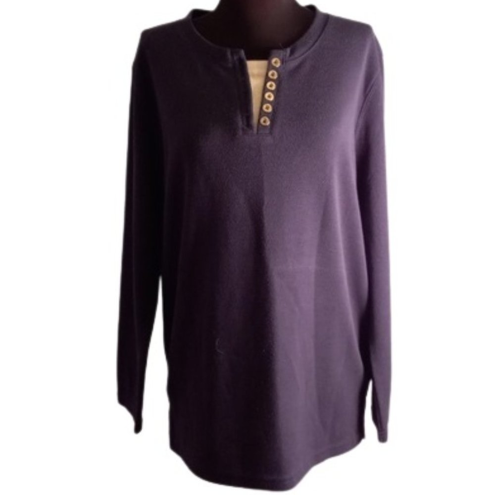 Speculation Woman 1X Navy Popover top long sleeves